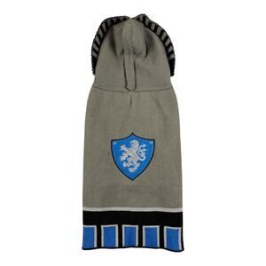 DOGO Dog Knight Pet Sweater Wool Blend‎ With Hood Grey/ Black/ Blue Sz XL